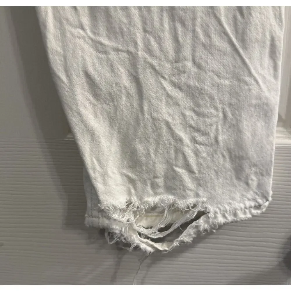 Agolde Jeans Sz‎ 27 90's Mid Rise Loose Fit Vanish White Distressed Thrashed - Picture 7 of 16